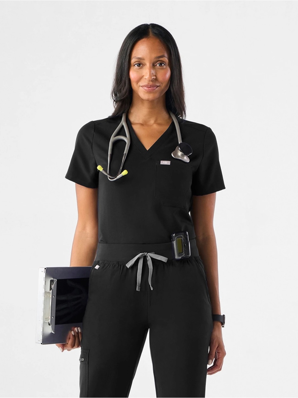 Figs Catarina 1 Pocket Scrub Top XS Black